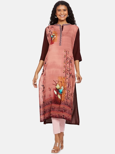 

IVOC Women Pink Printed A-line Kurta