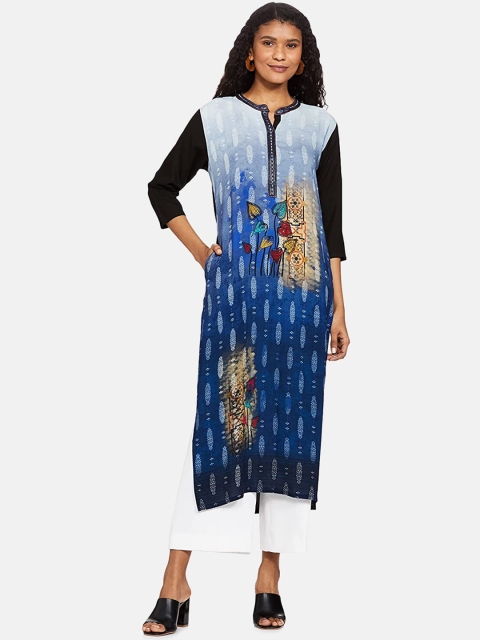 

IVOC Women Blue Printed A-Line Kurta