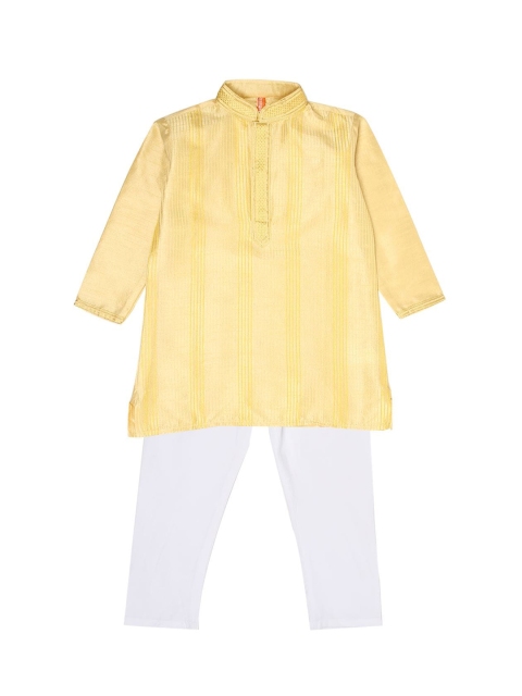 

Ethnicity Boys Yellow & White Gotta Patti Kurta Pyjama Set