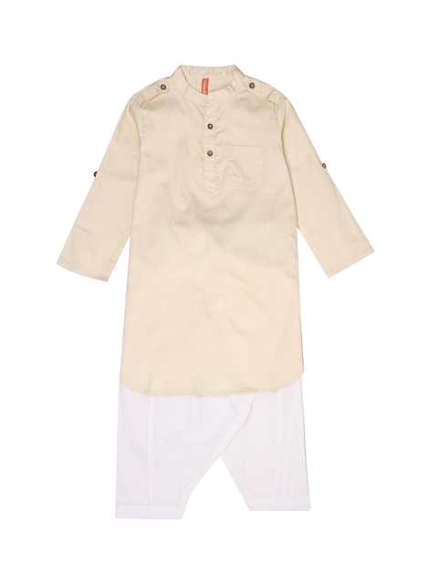 

Ethnicity Boys Beige Pathani Kurta with Pyjamas