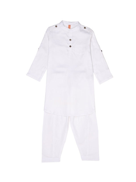 

Ethnicity Boys White Pathani Kurta with Pyjamas