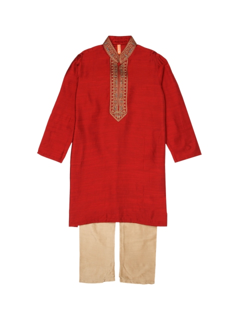 

Ethnicity Boys Maroon & Beige Thread Work Kurta Pyjama Set
