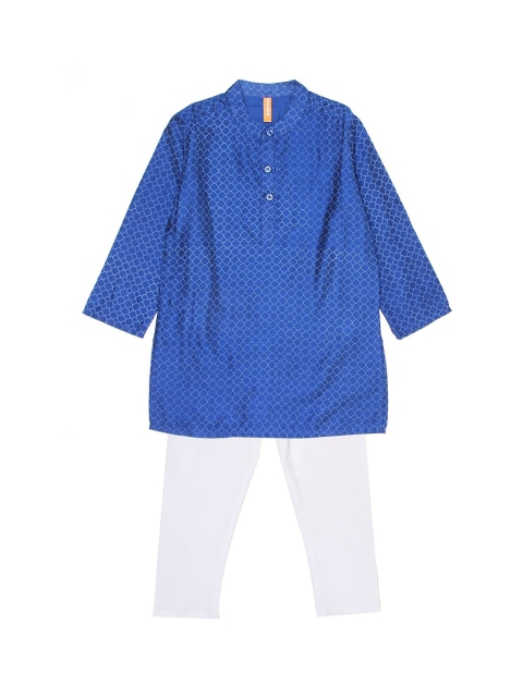 

Ethnicity Boys Blue Printed Kurta Pyjama Set