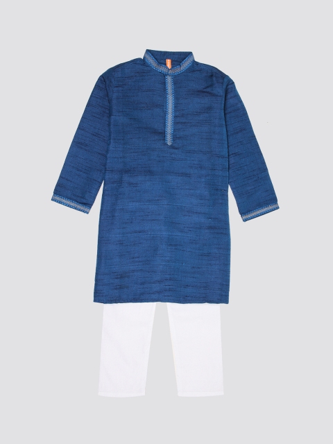 

Ethnicity Boys Blue & White Embroidered Kurta Pyjama Set