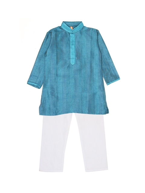 

Ethnicity Boys Blue & White Kurta with Pyjamas