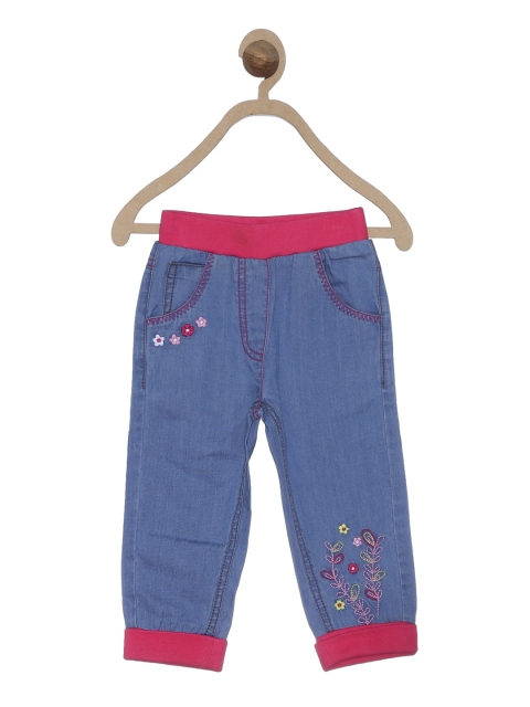 

612 league Girls Blue Printed Joggers Trousers