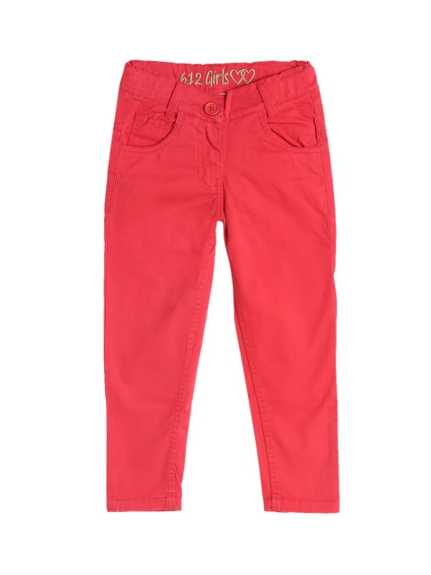 

612 league Girls Red Solid Trousers