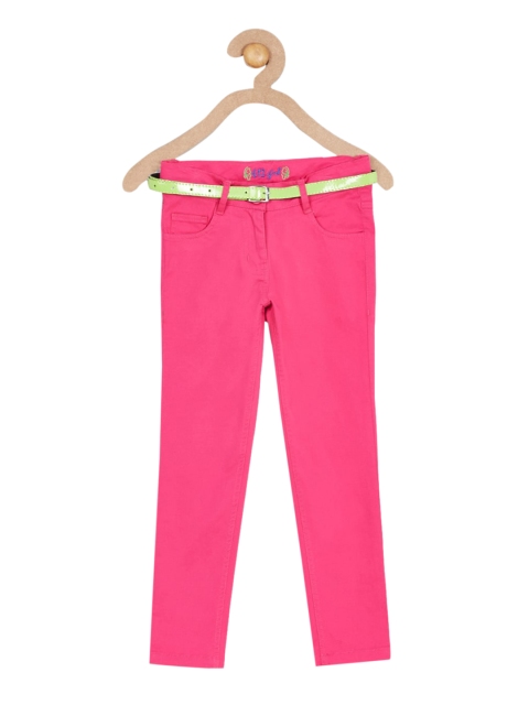 

612 league Girls Fuchsia Regular Fit Cotton Trousers