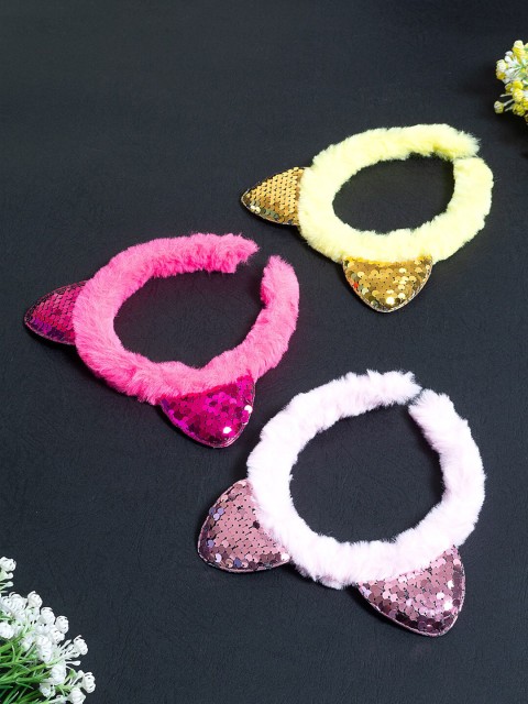

Golden Peacock Girls Multicoloured Set of 3 Sequin Embellished Hairband, Multi