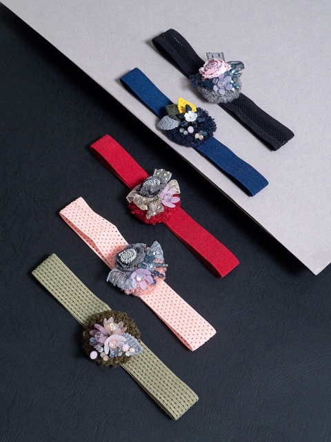 

Golden Peacock Girls Multicoloured Set of 5 Hairband, Multi