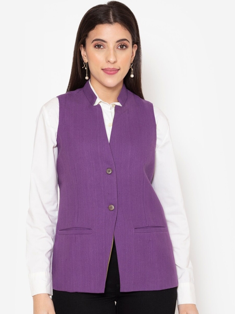 

Ekmatra Women Purple Pure Cotton Nehru Jacket