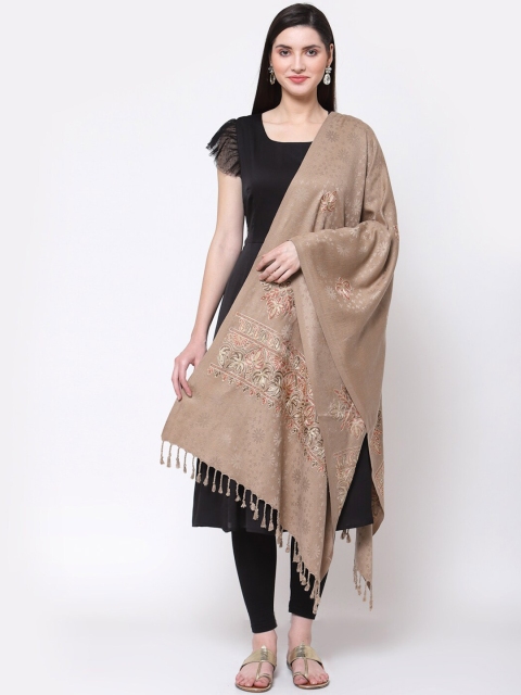 

KLOTTHE Women Beige Embroidered Wool Stole