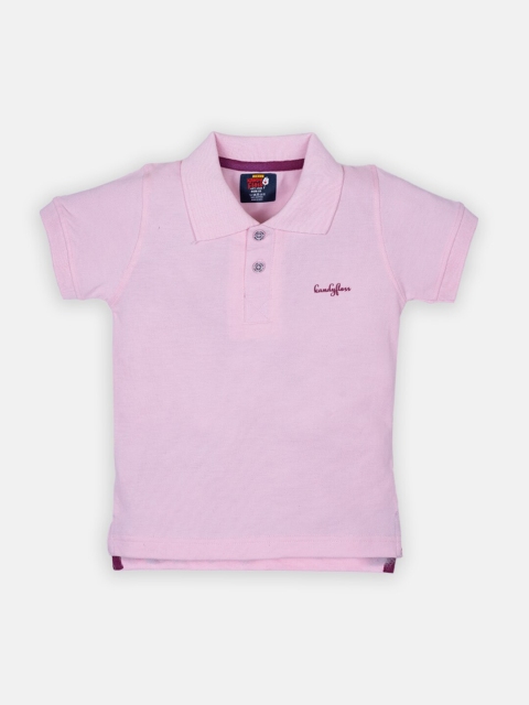 

AMUL Kandyfloss Kids Pink Polo Collar Pure Cotton T-shirt