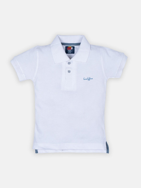 

AMUL Kandyfloss Kids White Polo Collar Pure Cotton T-shirt