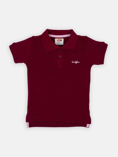 

AMUL Kandyfloss Kids Maroon Polo Collar Pure Cotton T-shirt