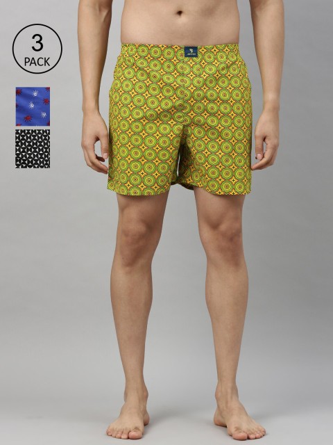 

Joven Men Black & Blue Pack Of 3 Printed Pure Cotton Boxers JB3PV-TALBKL