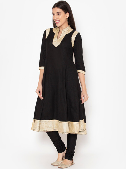 

Ekmatra Women Black Pure Cotton Kurta with Churidar