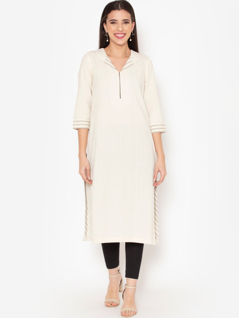 

Ekmatra Women Off White Pure Cotton Kurta