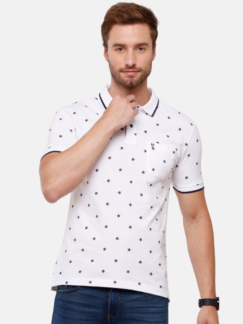 

Classic Polo Men White Printed Polo Collar Slim Fit T-shirt