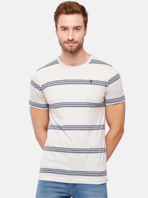 

Classic Polo Men White Striped Pockets Slim Fit T-shirt