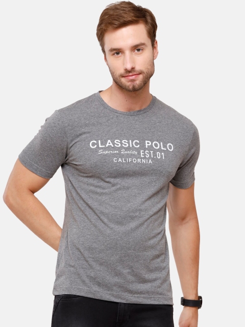 

Classic Polo Men Grey Typography Printed Slim Fit Cotton T-shirt