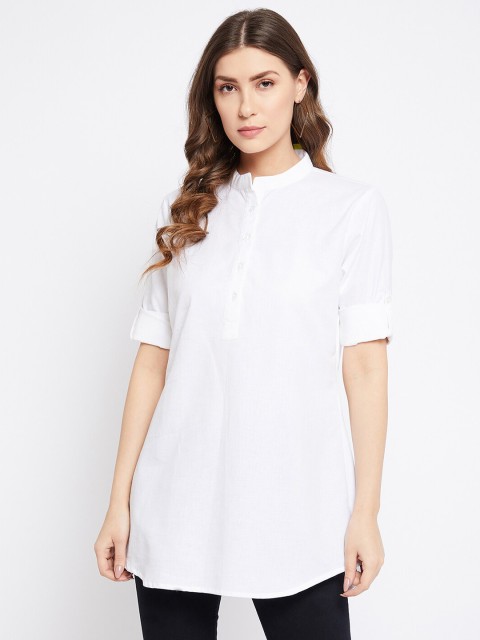 

Bitterlime Women White Pure Cotton Tunics