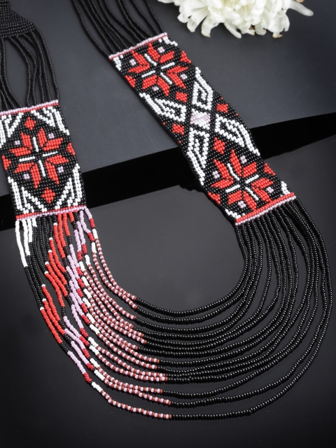 

NEUDIS Black & Red Layered Beaded Necklace