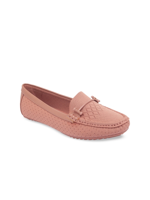 

CERIZ Women Peach Woven Design Slip-On Loafers