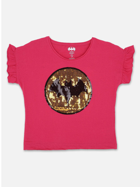 

Kids Ville Girls Pink Batman Embellished T-shirt