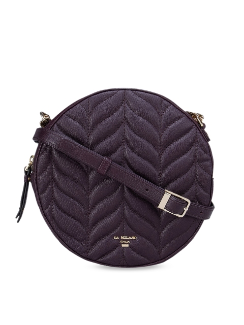 

Da Milano Burgundy Textured Leather Structured Sling Bag with Quilted
