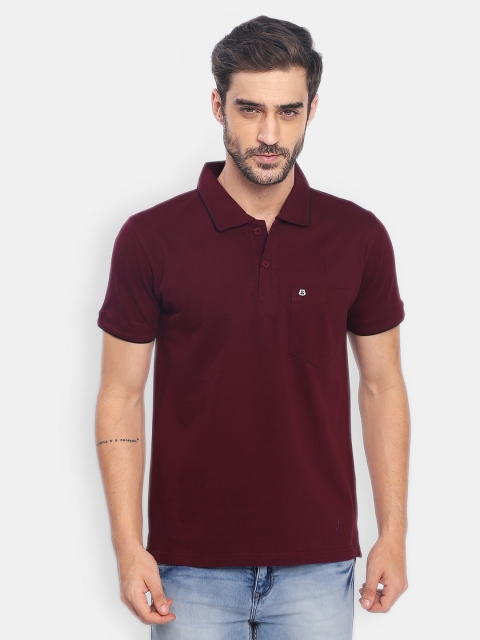 

berry blues Men Purple Polo Collar Cotton T-shirt