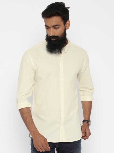 

Voi Jeans Off-white Self-Design Casual Shirt