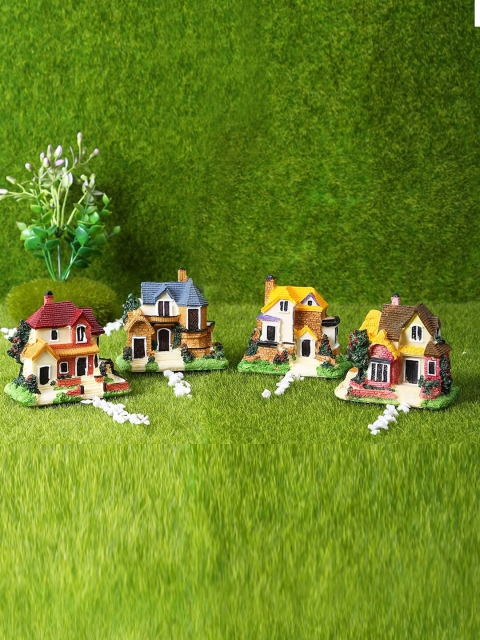 

TAYHAA Set Of 4 Beautiful and Surreal Cottage Houses Garden Showpieces, Multi