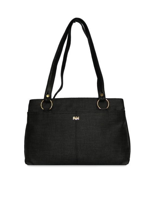 

LELYS Black Leather Structured Shoulder Bag