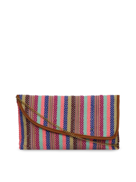 

LELYS Maroon & Pink Printed Envelope Clutch