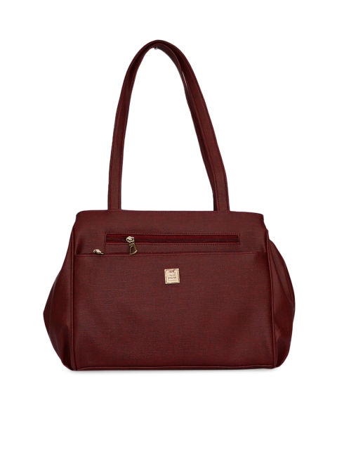 

LELYS Maroon Leather Structured Shoulder Bag