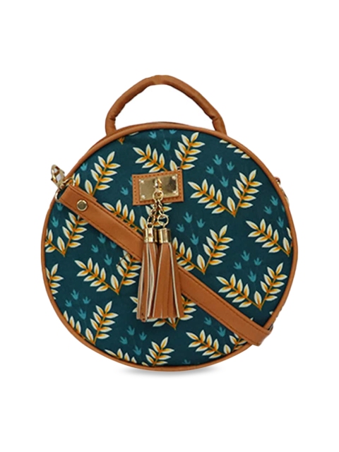 

LELYS Teal Blue Floral Printed Bowling Sling Bag