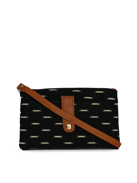 

LELYS Black Geometric Printed PU Structured Sling Bag