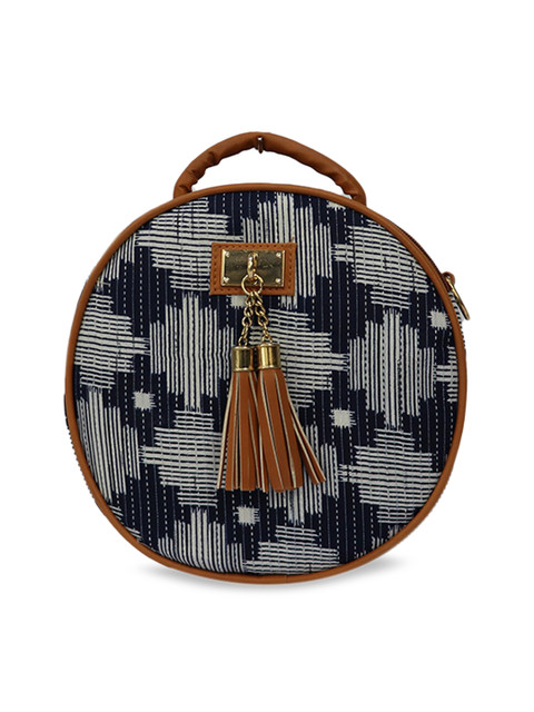 

LELYS Blue & Tan Brown Checked Bucket Sling Bag