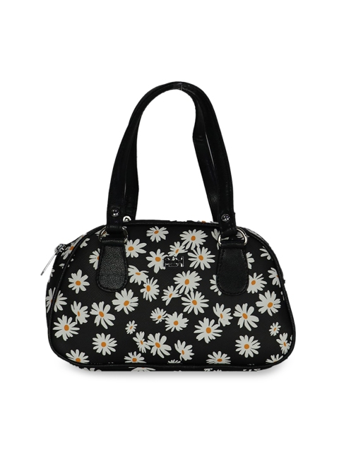 

LELYS Black & White Floral Printed Handheld Bag