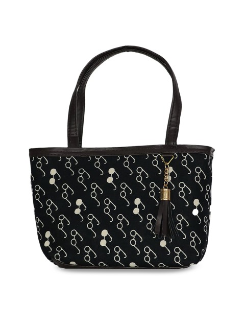 

LELYS Black Printed PU Structured Handheld Bag