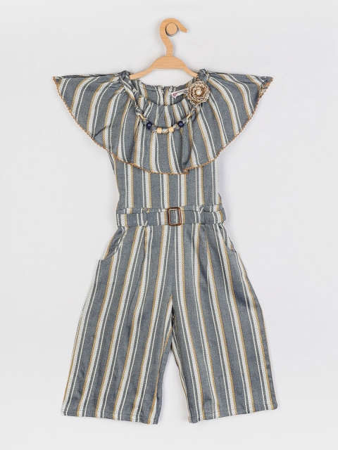 

Peppermint Girls Grey Striped Capri Jumpsuit