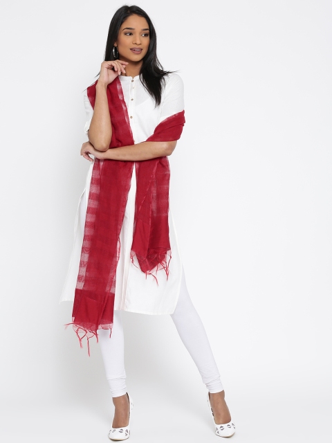 

AURELIA Red Self-Striped Dupatta