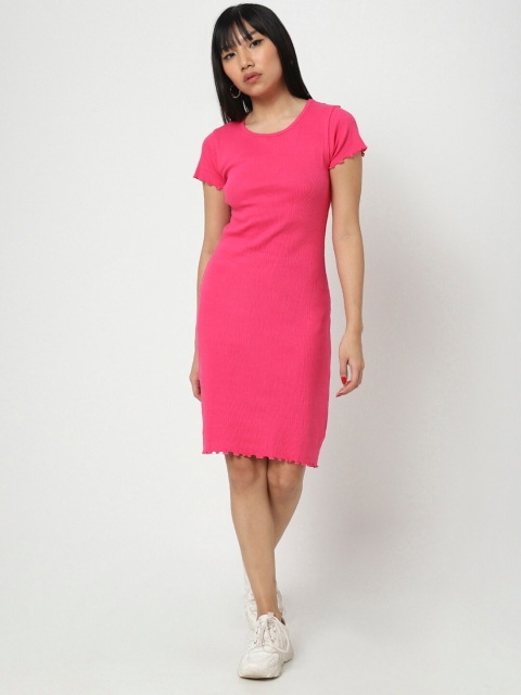 

Bewakoof Pink Cotton Sheath Dress