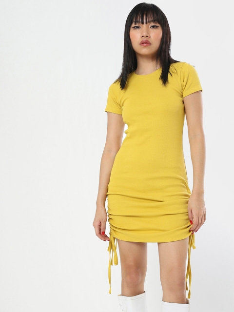 

Bewakoof Yellow Gather Cotton Sheath Dress