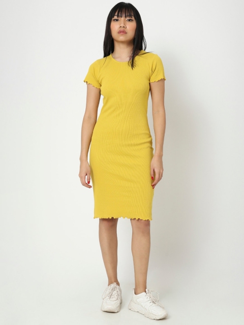 

Bewakoof Yellow Sheath Dress