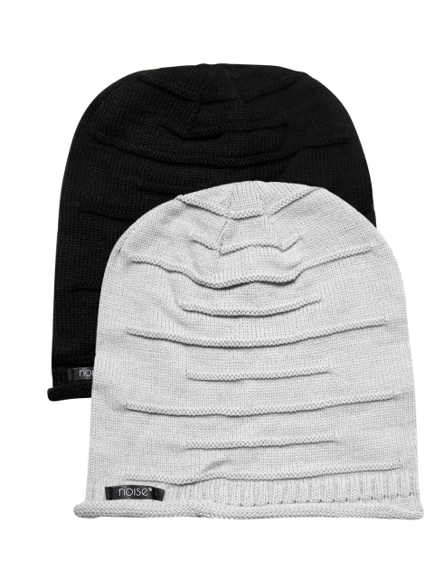 

NOISE Unisex Pack of 2 Beanies, Black