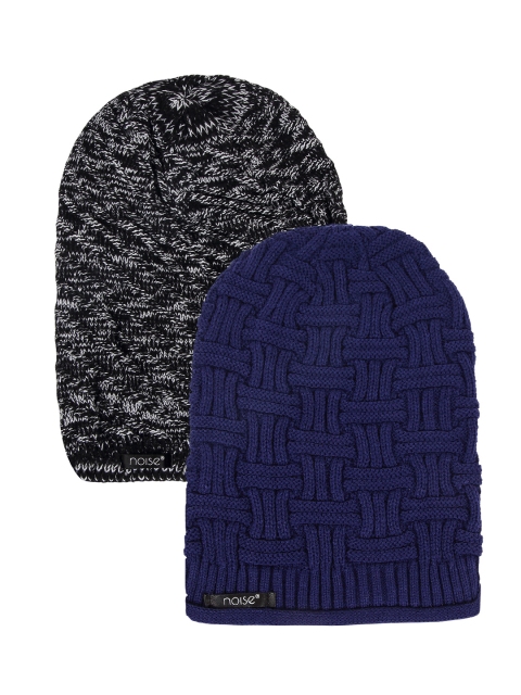 

NOISE Unisex Pack of 2 Beanies, Blue