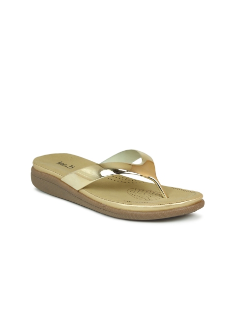 

Inc 5 Women Gold-Toned T-Strap Flats