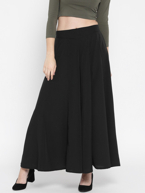 

AURELIA Black Solid Palazzo Trousers